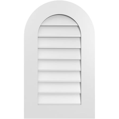 Ekena Millwork Round Top Surface Mount PVC Gable Vent: Non-Functional, w/ 3-1/2"W x 1"P Standard Frame, 18"W x 30"H GVPRT18X3001SN